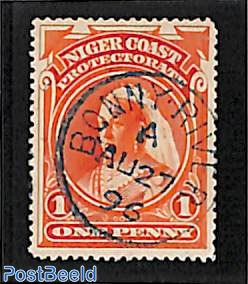 Niger Coast, 1d without WM, used, BONNY RIVER