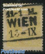 2Kr yellow, Type II, Stamp out of set