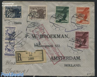 Airmail letter to Amsterdam, Registered