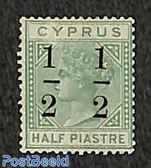 Overprint (London) 1/2, WM CA-Crown, distance 6-7mm between -  -