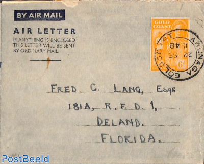 Aerogramme 6d to USA (stamp with = 24mm)