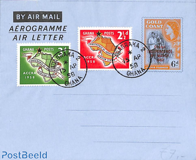 Envelope 6d, uprated with Ghana stamps, cancelled but not used