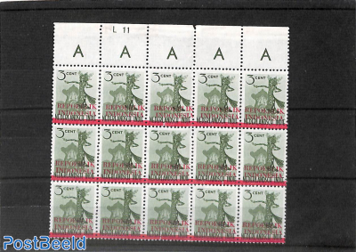 Overprint, sheetlet of 15 stamps
