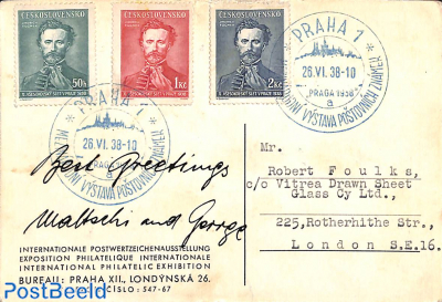Praha 1938 special postcard