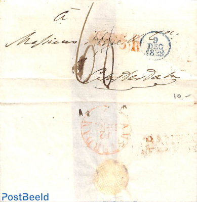 Folded cover to Amsterdam with an Amsterdam mark and December 1829 mark