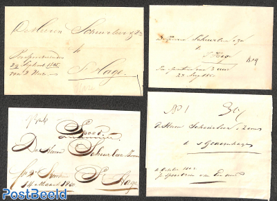 Lot with 4 letters sent by railway to 's-Gravenhage