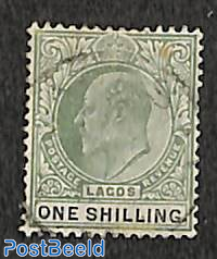 Lagos, 1sh, WM Crown-CA, used