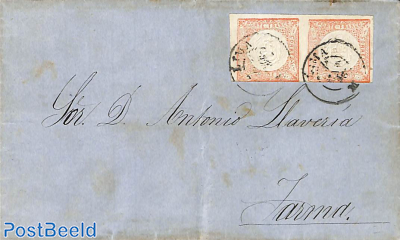 Folding cover from LIMA to Jarma with pair of stamps