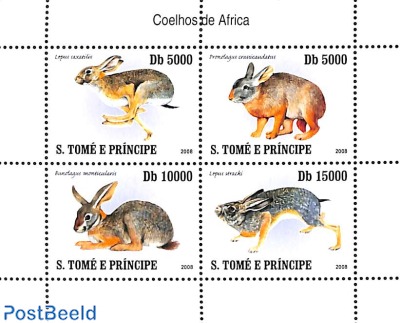Hares 4v m/s  (issued 31 dec 2007 but with year 2008 on stamps, see Michel cat.)