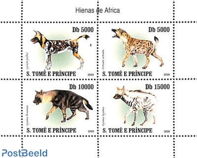 Hyena's 4v m/s  (issued 31 dec 2007 but with year 2008 on stamps, see Michel cat.)