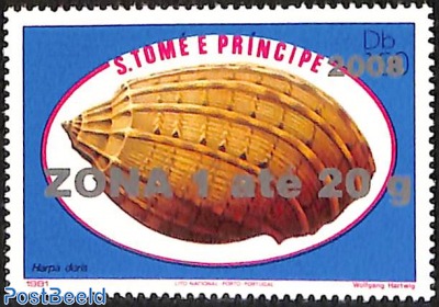 harpa doris shell, overprint