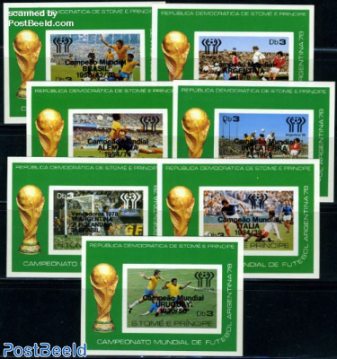 World Cup Football winners (black overprint) 7 s/s