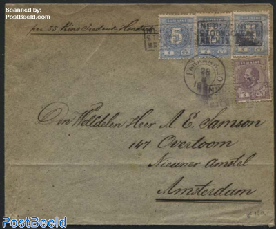 Letter from Paramaribo to Amsterdam, Postmark: NED:W:INDIE STOOMSCHEPEN RECHSTREEKS
