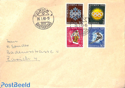 Letter with olympic winter games stamps 
