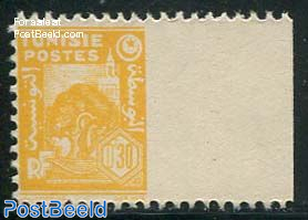 30c yellow, imperforated on right side