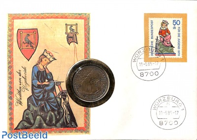 Walther von der Vogelweide, cover with stamp+5DM coin