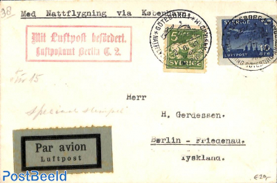 Airmail to Berlin (with hydroplane from Göteborg to Amsterdam)