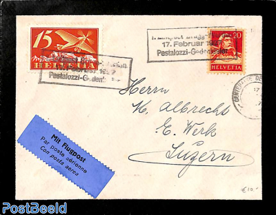 condolence letter to Luzern. Airmail