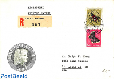 Registered envelope from Annahme to St.Louis
