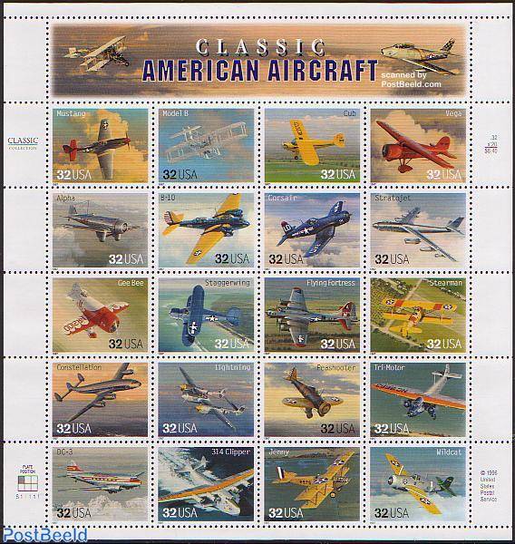 Briefmarke 1997 Vereinigte Staaten von Amerika Classic American aircraft 20v m s 1997 Briefmarken sammeln PostBeeld Online Briefmarken kaufen Sammeln